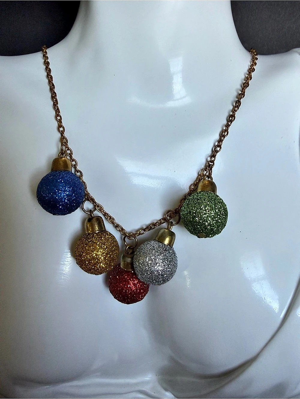 Multicolor Glitter Ball Pendant Necklace